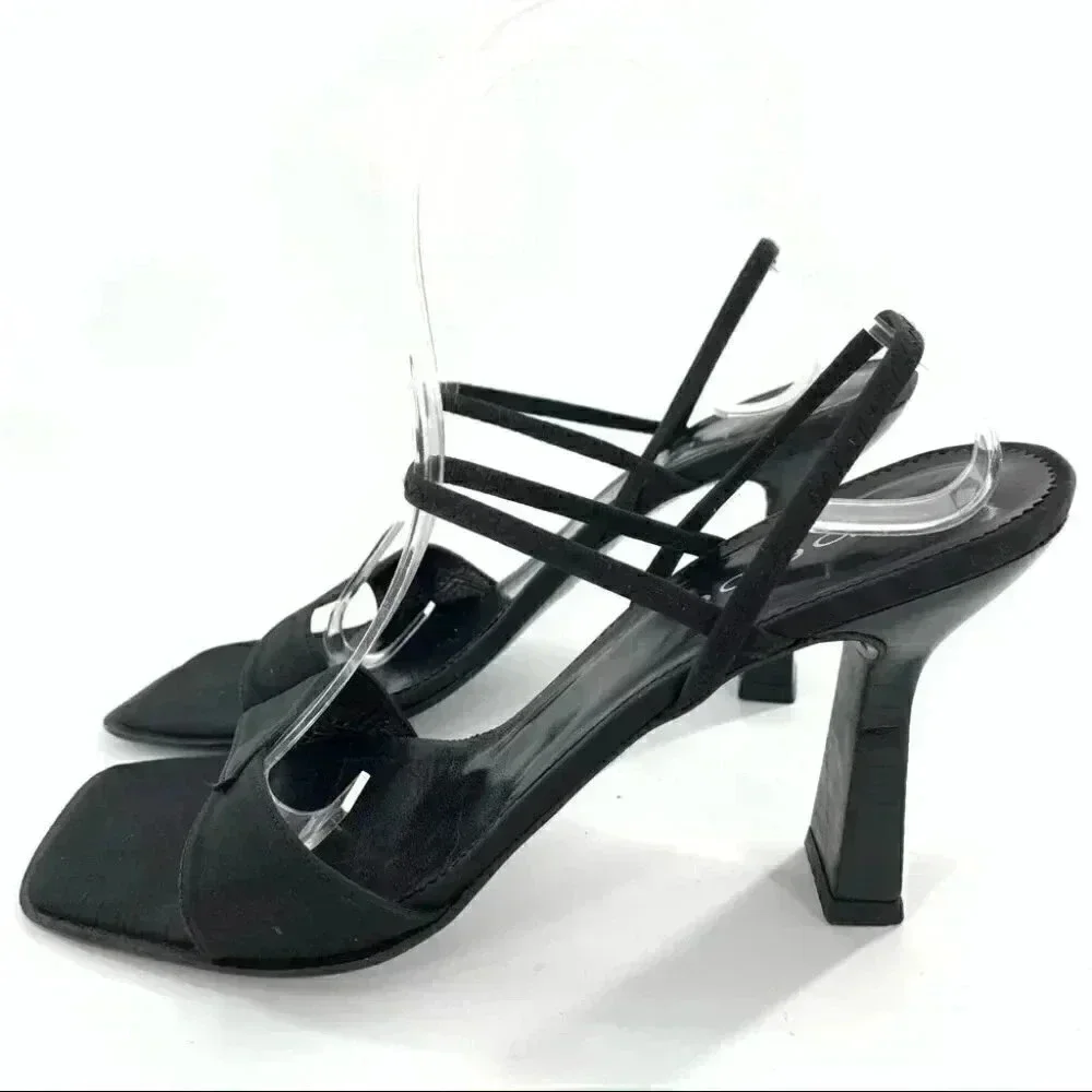 Bebe heels size 10 black stain square toe formal vintage Y2k minimalist party